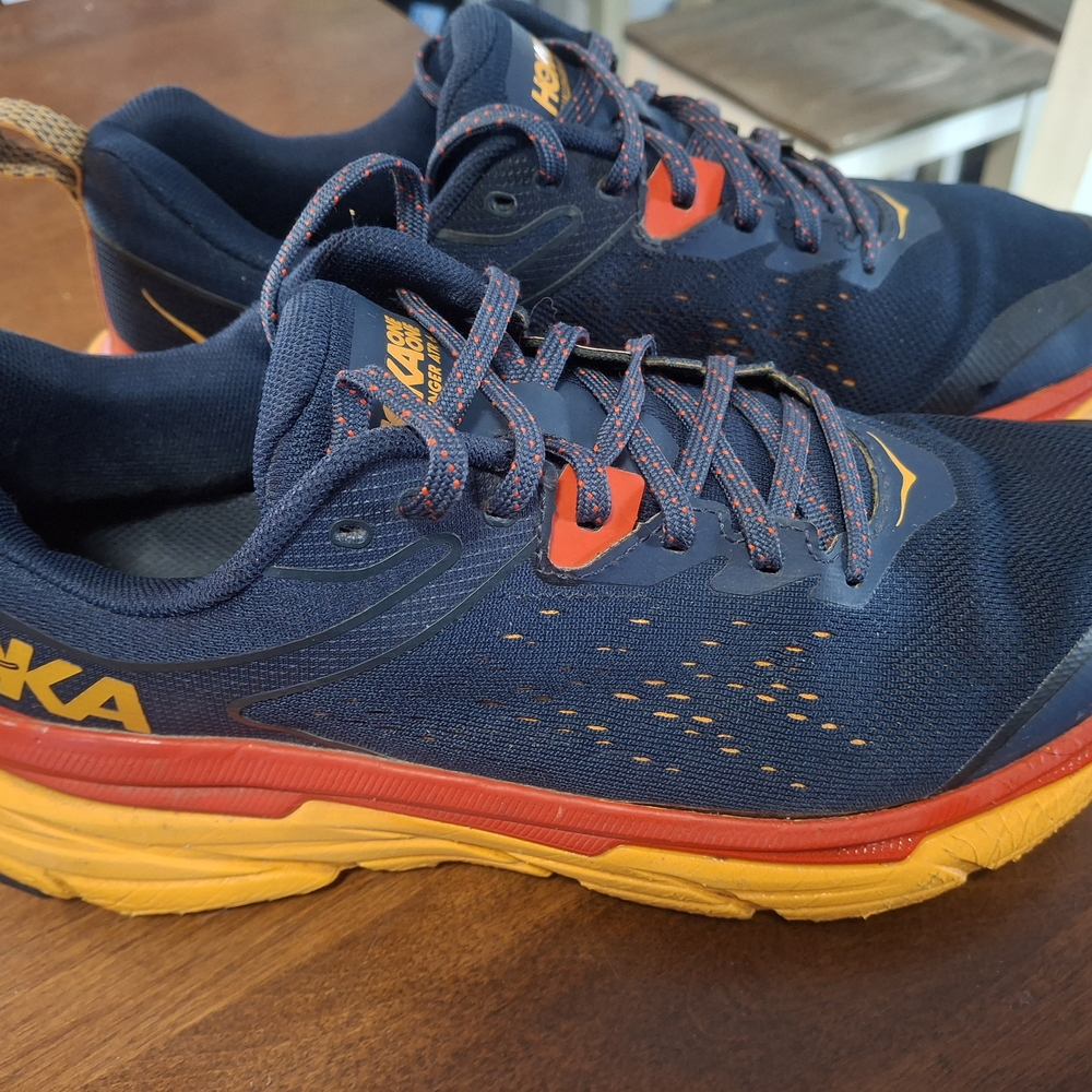 Hoka Men's Blue and Yellow Running Shoes